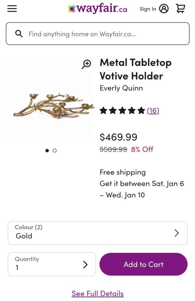 Gold Branch candle holder - photo 2