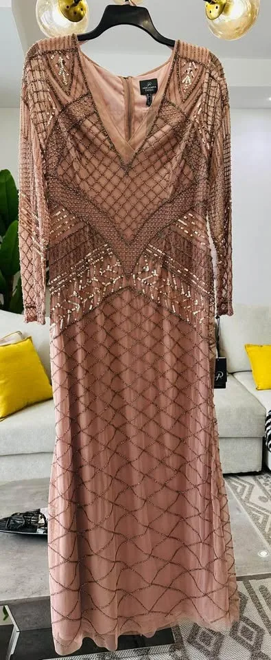 Long sleeved beaded dress image indicator(2)
