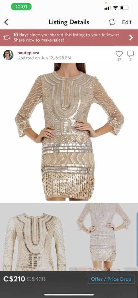 Brand new gold beaded dress