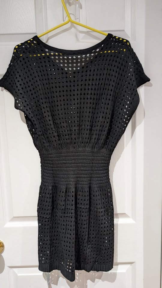 *NEW* (M) CUPSHE Crochet Mini Dress V Neck - Black - photo 2
