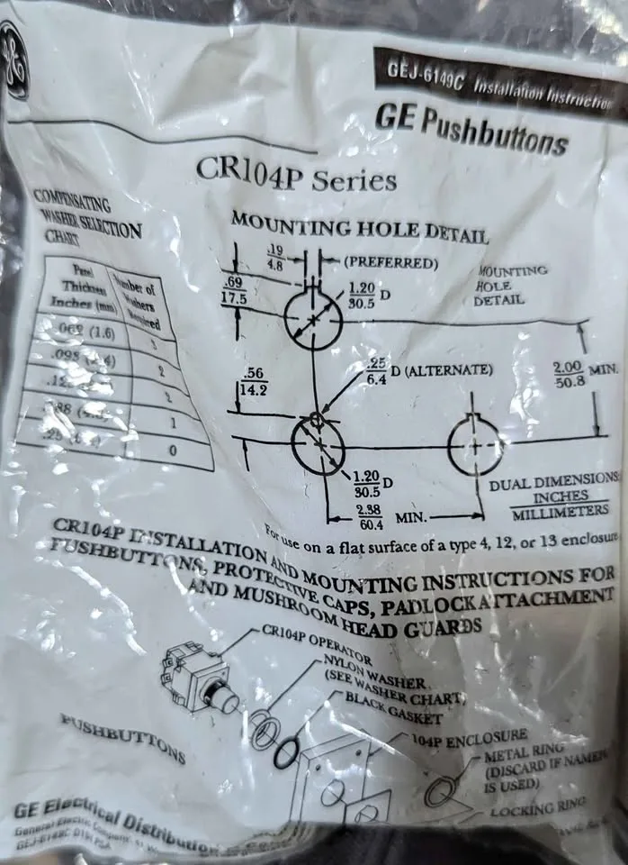 GENERAL ELECTRIC Push Buttons CR104P GEJ-6149C image indicator(3)