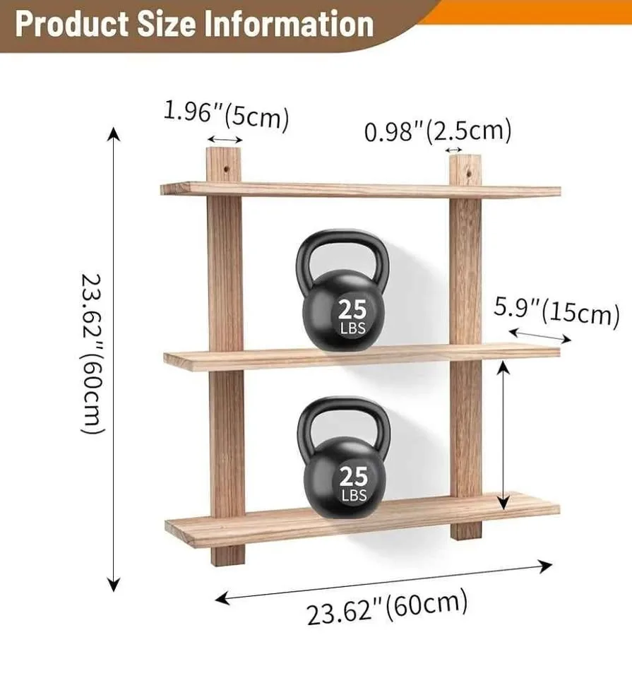 Brand New Solid Wood 3-Tier Wall Shelf image indicator(3)