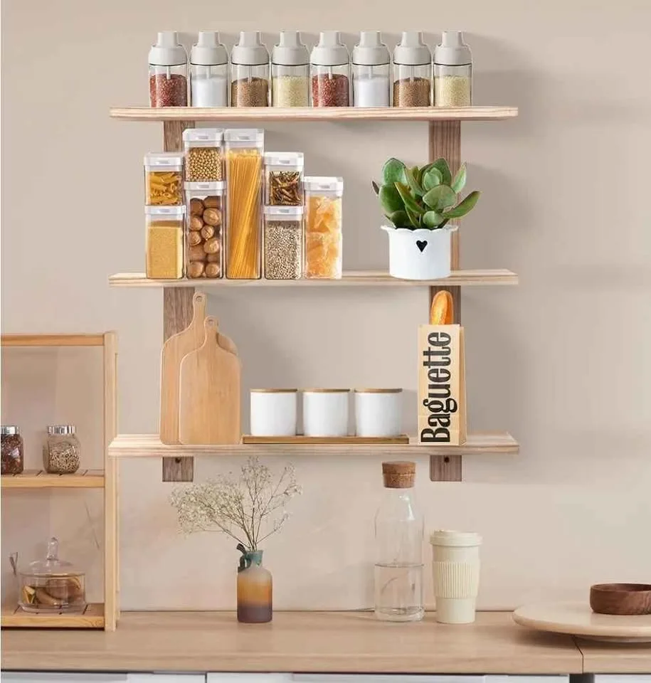 Brand New Solid Wood 3-Tier Wall Shelf image indicator(4)