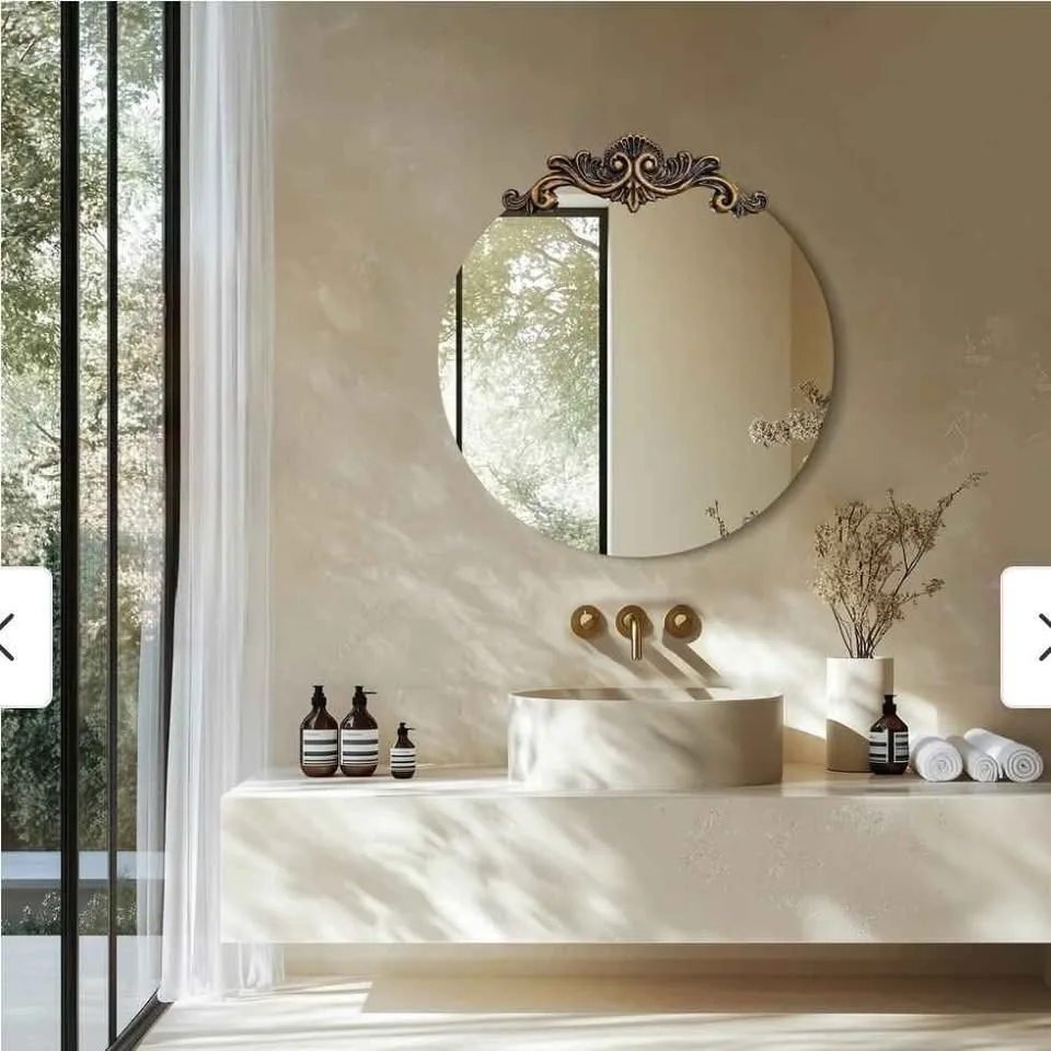 Brand New Mirror with Baroque Style Details - About 28" Round image indicator(5)
