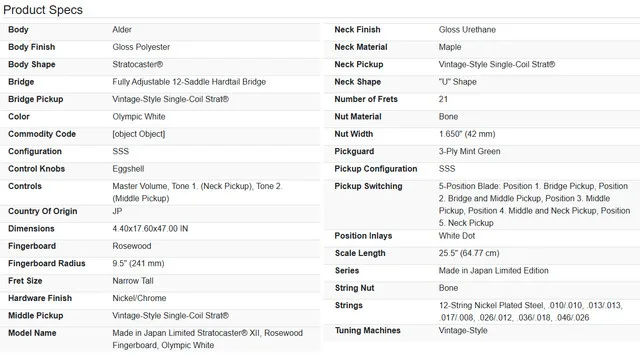 Fender Made in Japan Limited Stratocaster® XII image indicator(10)