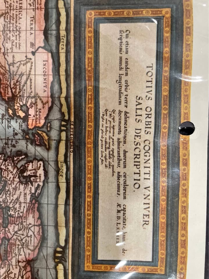 1593 Latin World Map (Reprint) - Good Condition