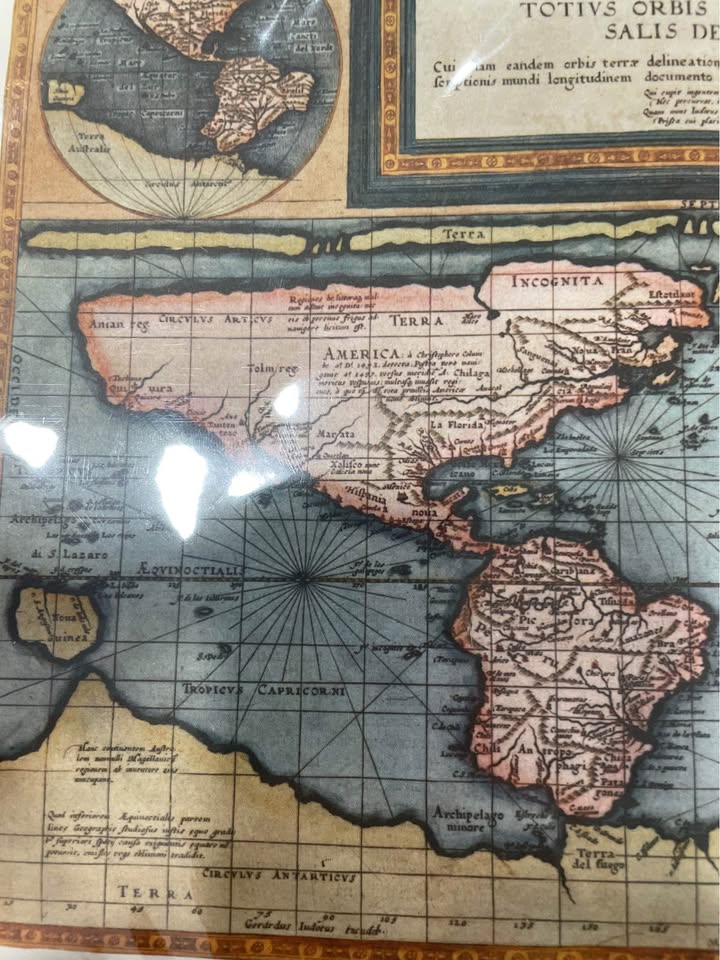 1593 Latin World Map (Reprint) - Good Condition - photo 3