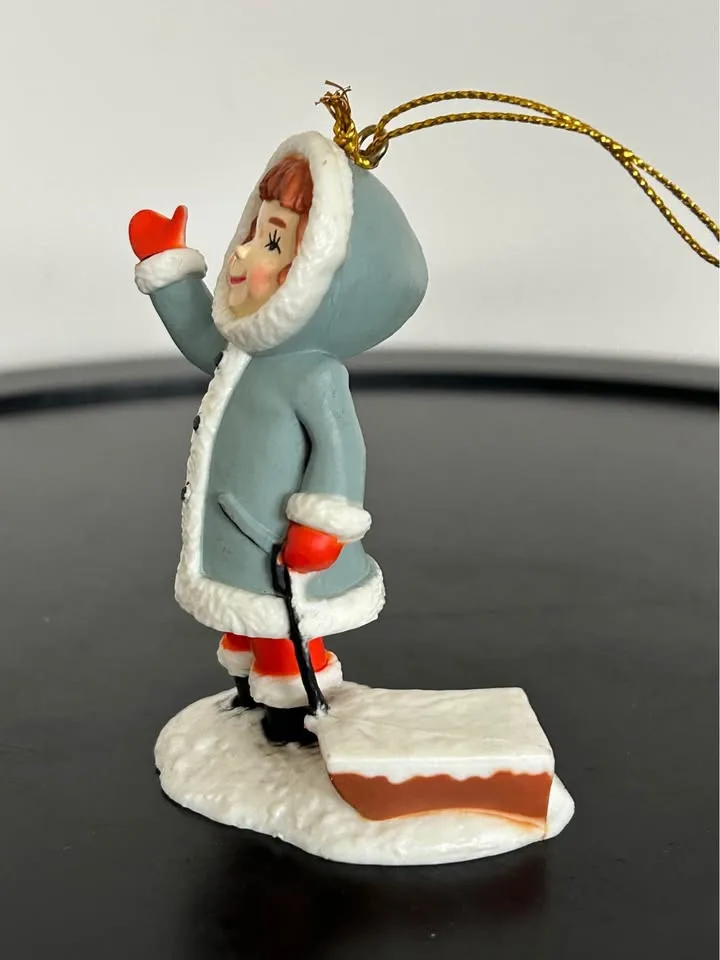 Vintage Christmas Decor Girl with Sled image indicator(2)