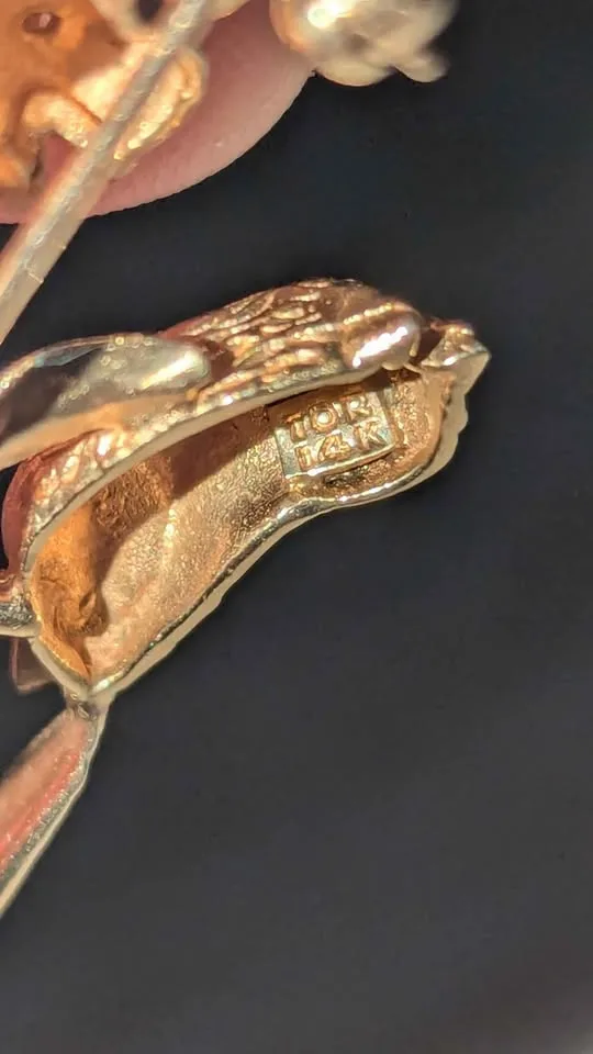 Vintage 14k Lovebirds Brooch image indicator(4)