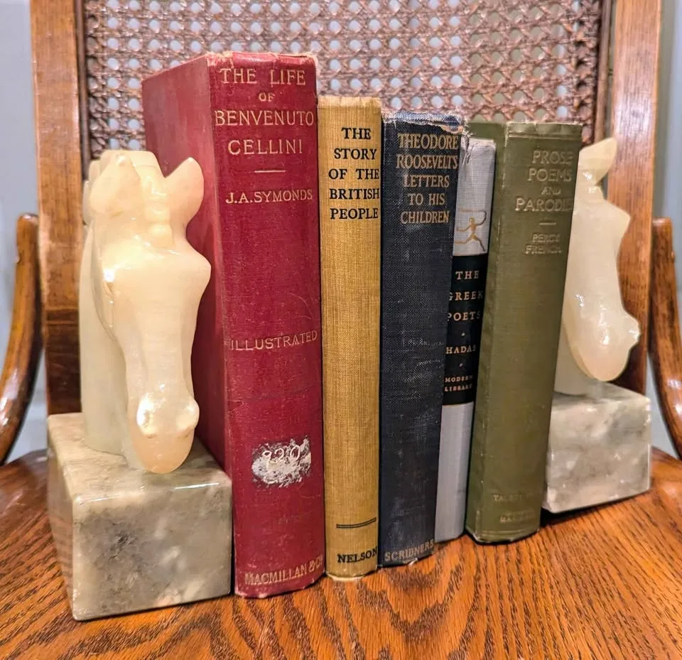 Vintage Alabaster Horse Head Bookends image indicator(8)