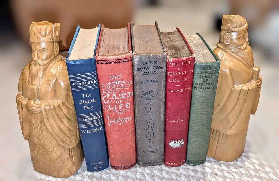 Vintage Soapstone Scholar Bookends - 10” Tall thumbnail