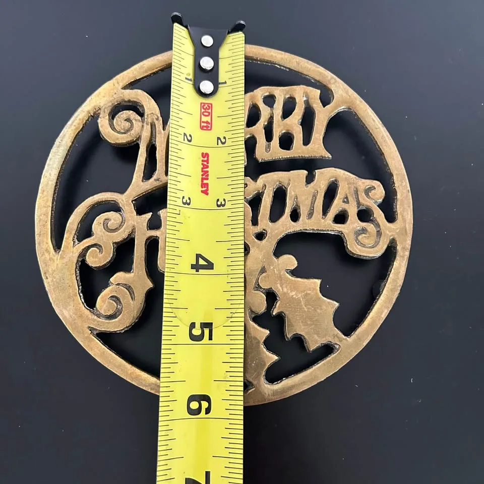 Vintage Brass “Merry Christmas” Trivet image indicator(4)