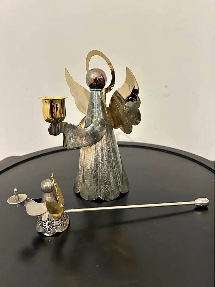 Vintage Angel Candle Holder & Snuffer Set
