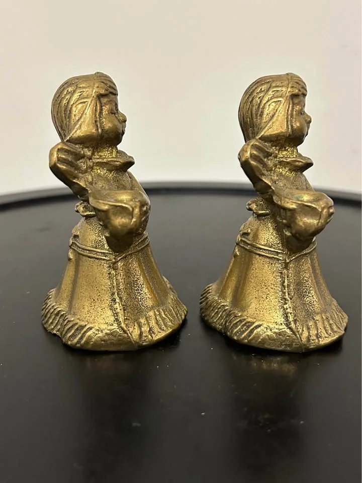 Pair of Vintage Brass Angel Candle Holders – Christmas Decor 3” image indicator(4)
