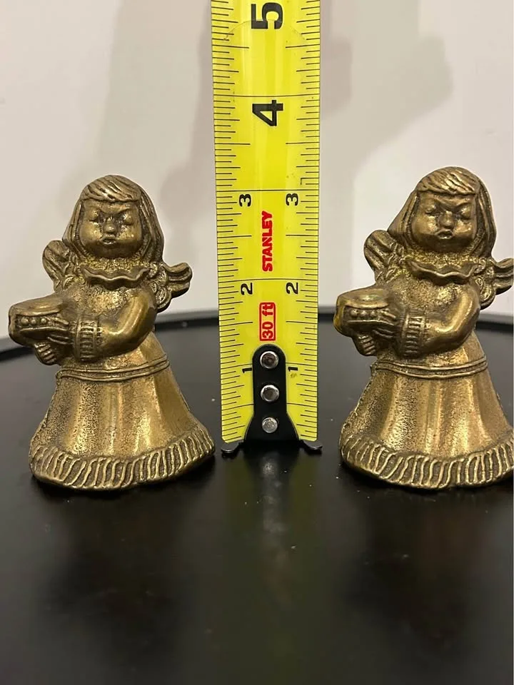 Pair of Vintage Brass Angel Candle Holders – Christmas Decor 3” image indicator(5)