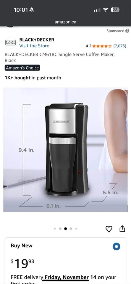 Black & Decker single cup coffee maker image indicator(2)