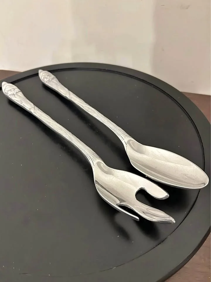 Salad Serving Set with Santa Faces – Christmas Decor