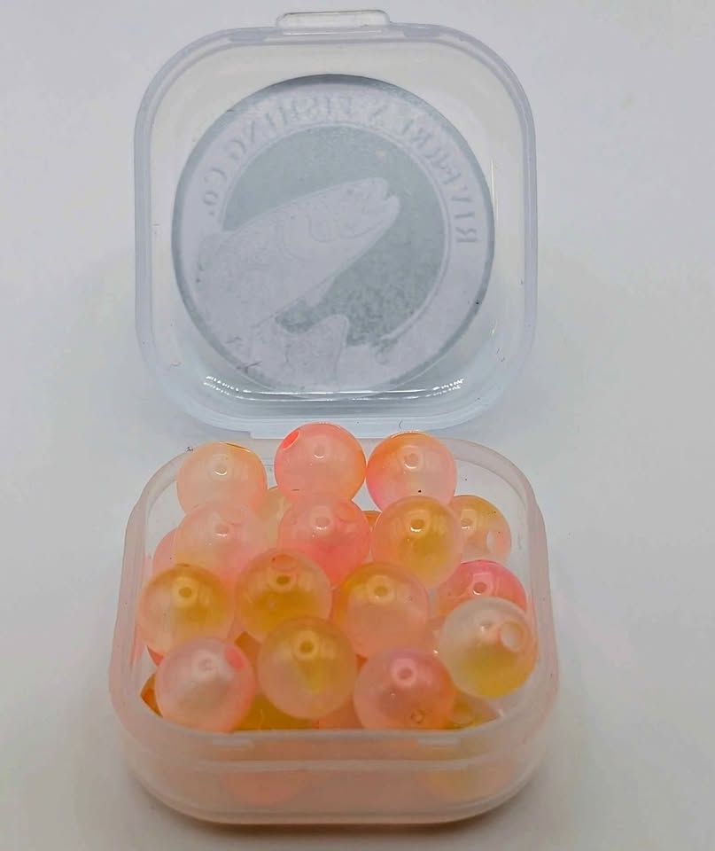 Peach burst fishing beads for salmon and steelhead fishing