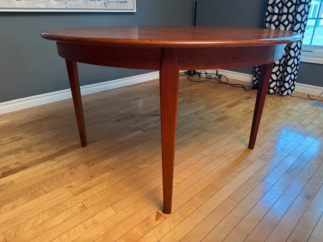 Mid century modern Teak round expanding dining table image indicator(3)