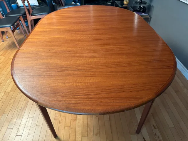 Mid century modern Teak round expanding dining table image indicator(5)