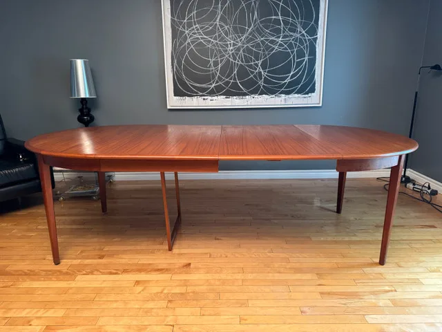 Mid century modern Teak round expanding dining table image indicator(6)