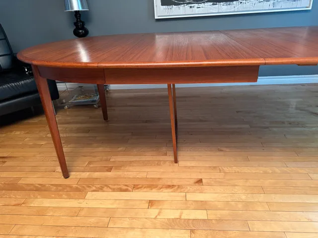 Mid century modern Teak round expanding dining table image indicator(7)