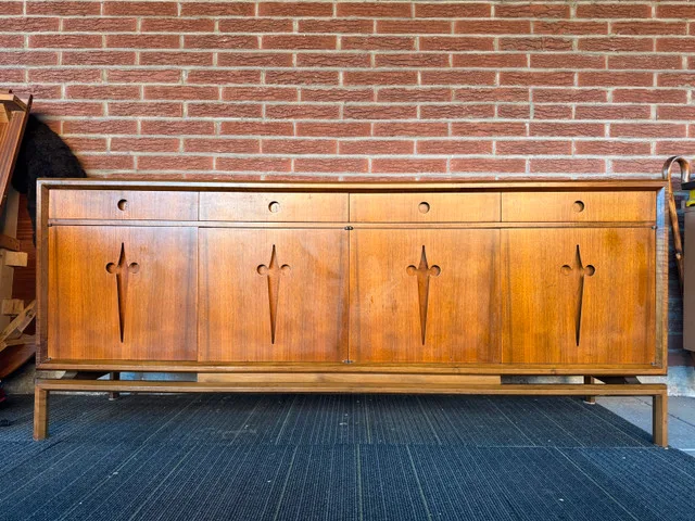 MCM Edmond J. Spence crucifix walnut credenza sideboard -
