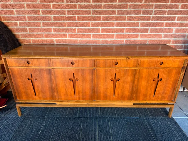 MCM Edmond J. Spence crucifix walnut credenza sideboard - image indicator(2)
