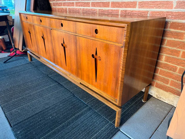 MCM Edmond J. Spence crucifix walnut credenza sideboard - image indicator(3)