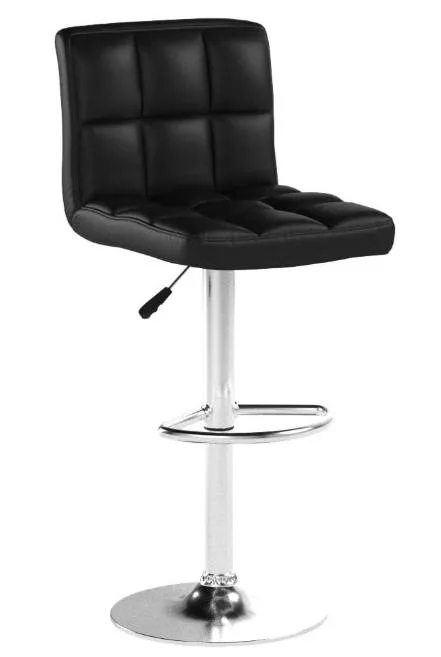 Faux-Leather Height Adjustable Bar Stool with Metal Base image indicator(2)
