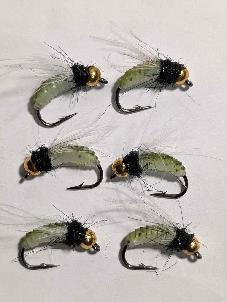 Feather hackle nymph fly for salmon and steelhead 6 PCs