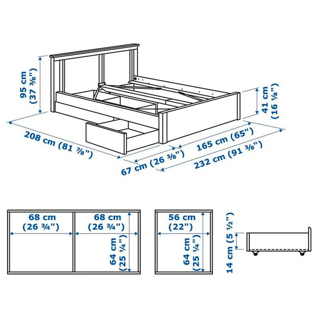 IKEA WHITE QUEEN Bed Frame image indicator(5)