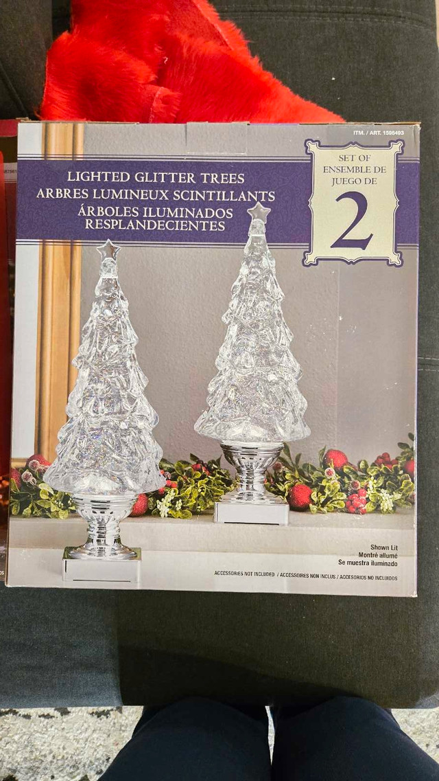 Lighted Glitter Trees - Set of 2