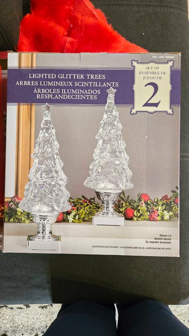 Lighted Glitter Trees - Set of 2 thumbnail