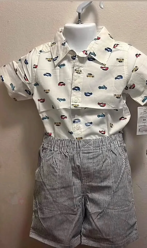 BOYS 2PC SHORTS SUIT (CARTERS) SIZE:24 MONTHS thumbnail