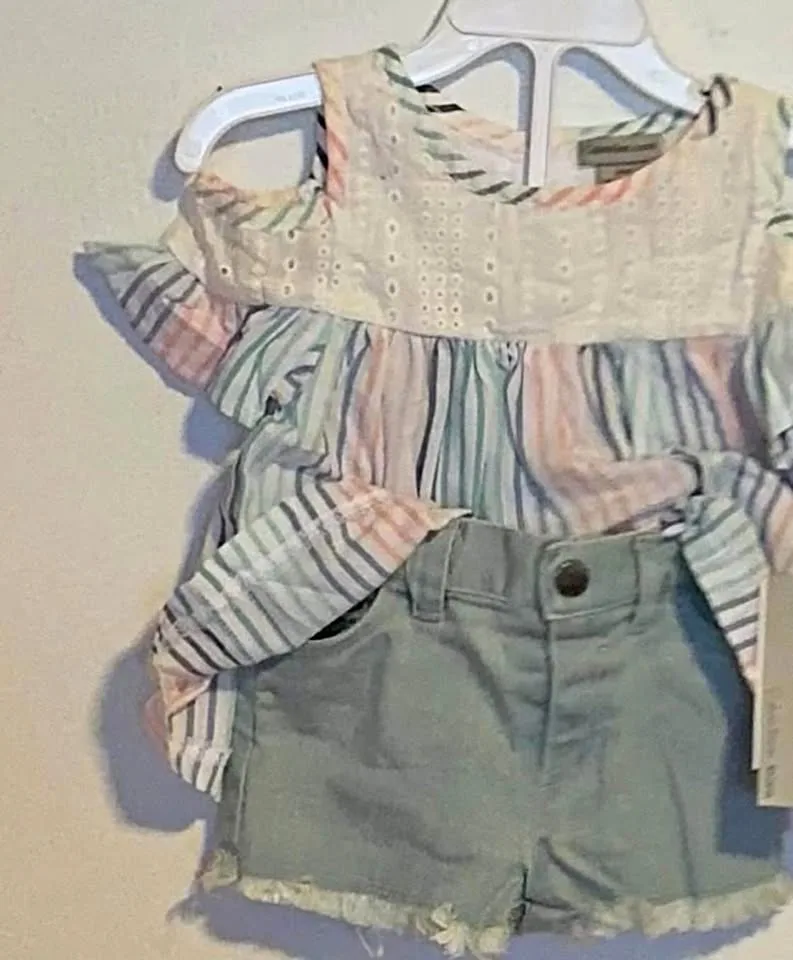 GIRLS SHORTS SUIT (2 PC ) SIZE:24 MONTHS PRICE:$50 BRAND: CALVIN thumbnail