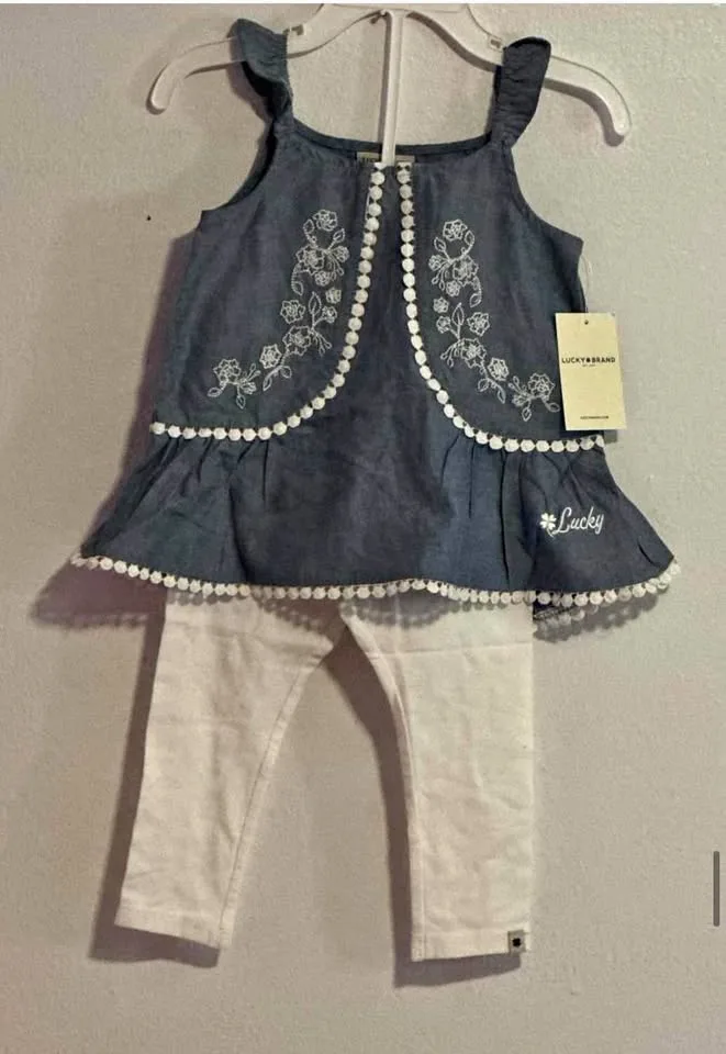 GIRLS 2PC LEGGINGS SUIT SIZE: 18 MONTHS PRICE:$45 BRAND:LUCKY BR thumbnail