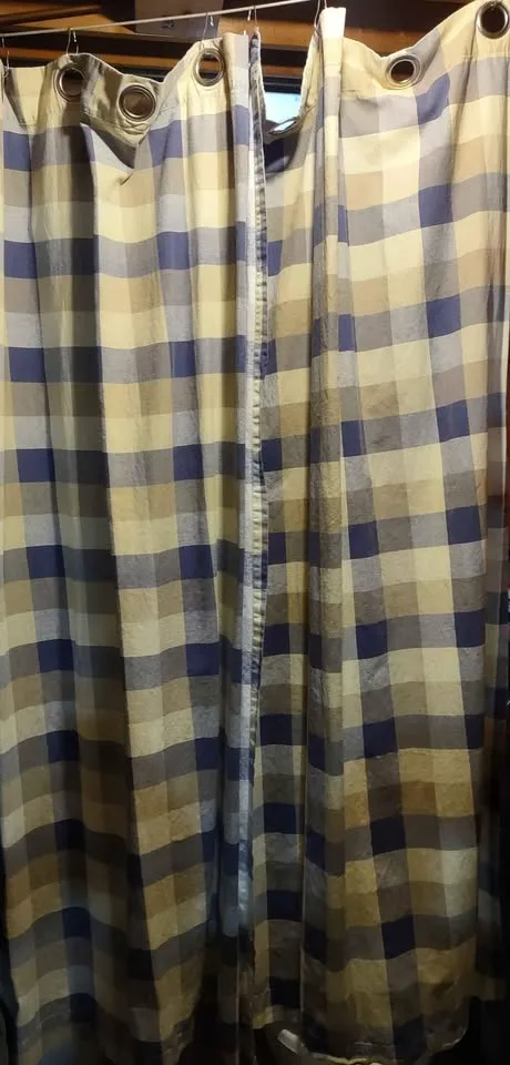 Curtains 2 sets Navy and pale yellow image indicator(3)
