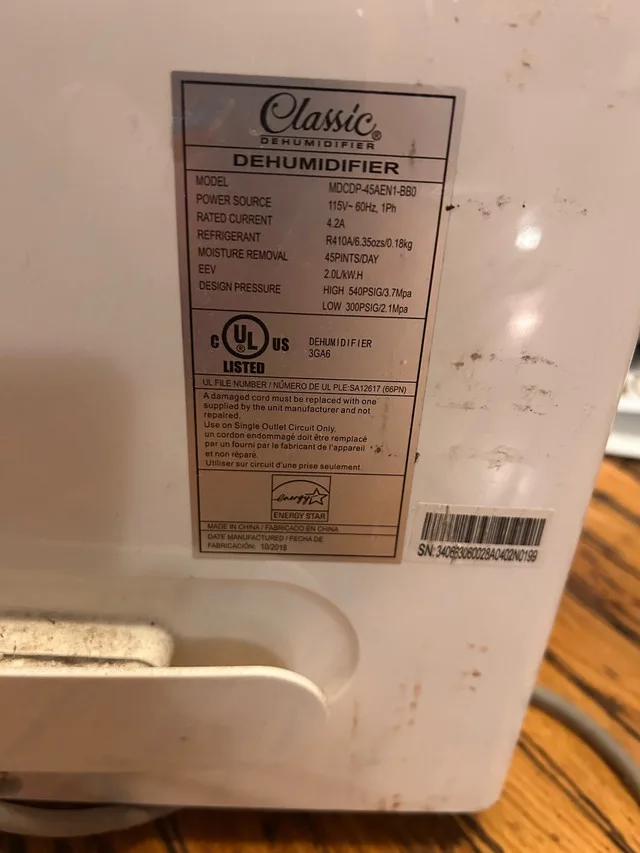 Classic Dehumidifier MDCP-45AEN1-BB0 image indicator(5)