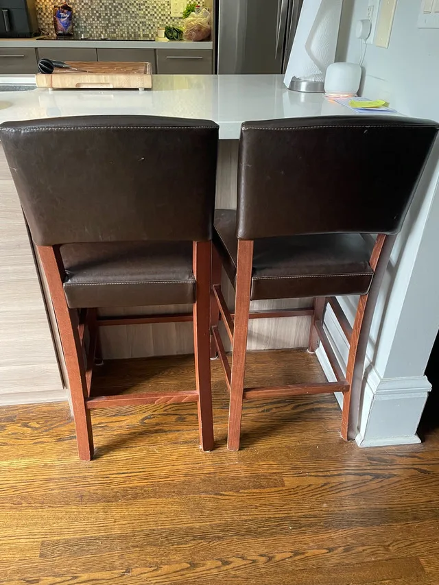 brown bar stools x 2