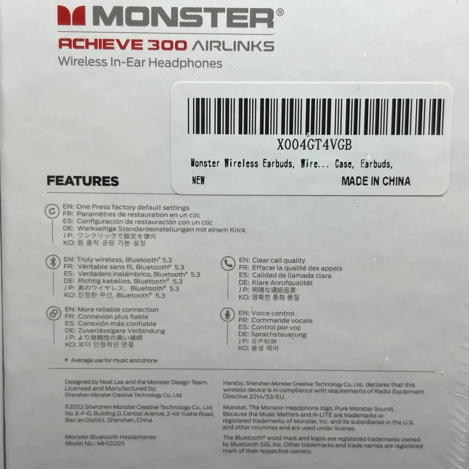 NEW - Monster Achieve 300 AirLinks Bluetooth Earbuds image indicator(2)