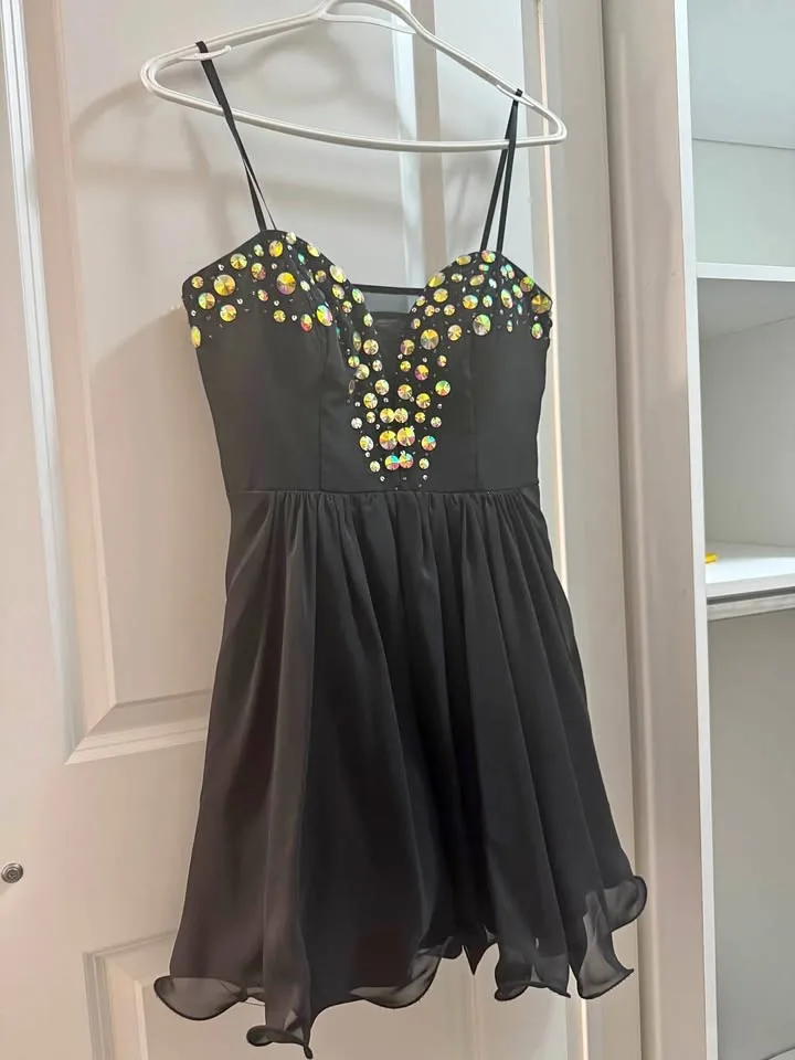 Short Black Dress with Embroidery thumbnail
