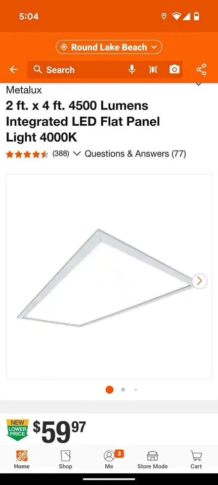 Metalux 2 ft. x 4 ft. LED Flat Panel Light 4000K thumbnail