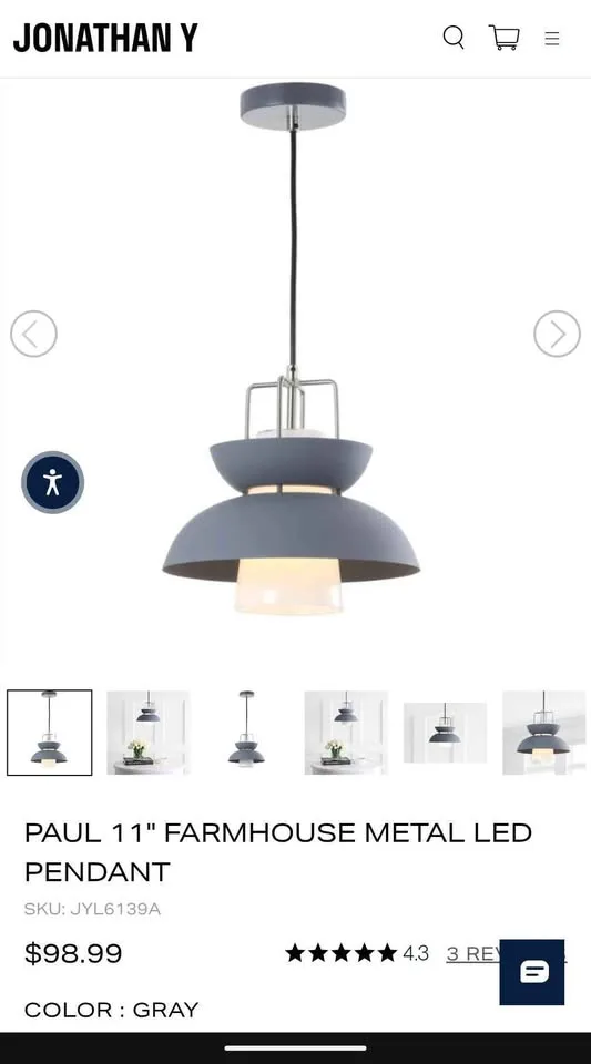 JONATHAN Y Paul LED Pendant new in box image indicator(2)