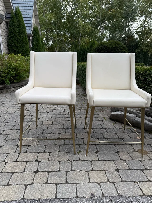 Elegant Oversized Bar Stools With Brass Legs thumbnail