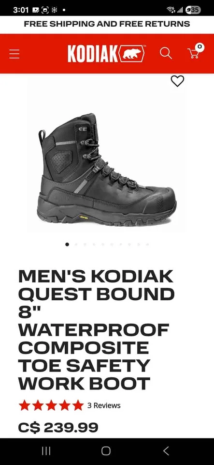 Kodiak Quest Bound 8" Waterproof Composite Toe Boots image indicator(5)