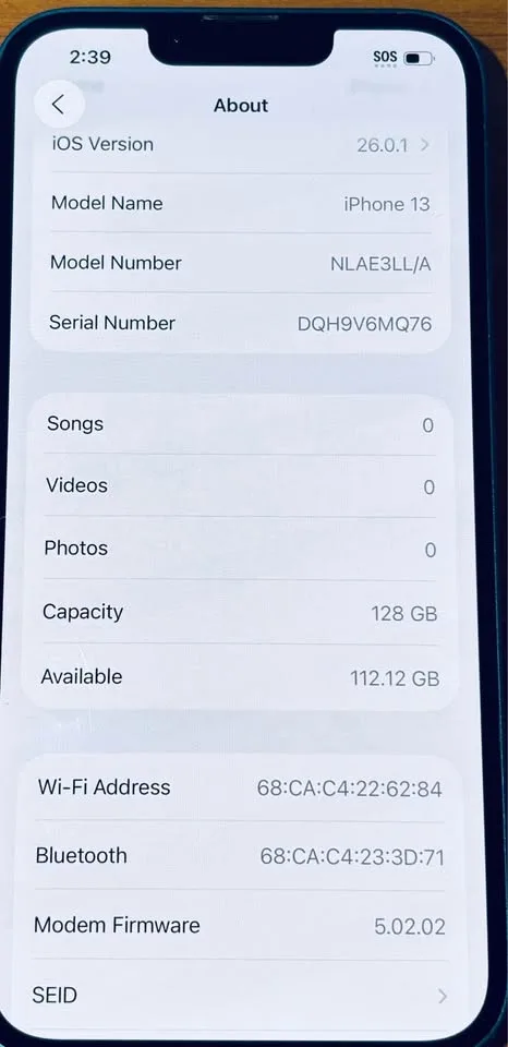 Apple IPHONE 13 128GB Blue UNLOCKED Fully Functional image indicator(7)