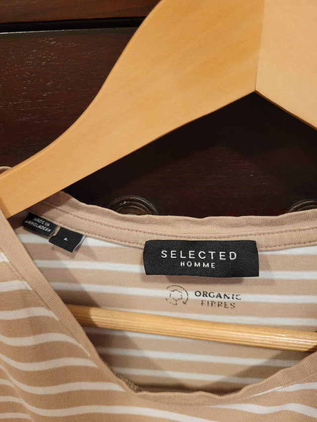 Men's Selected Homme Embroidered Tan Striped Shirt - photo 3