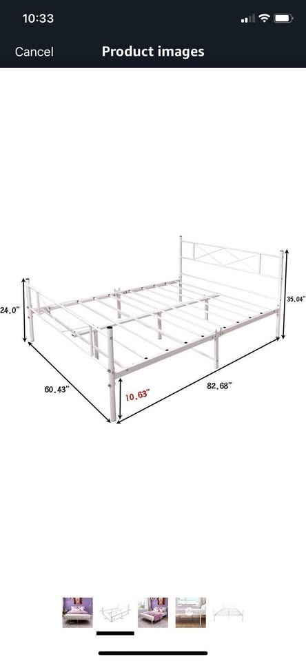 Queen size white bed frame