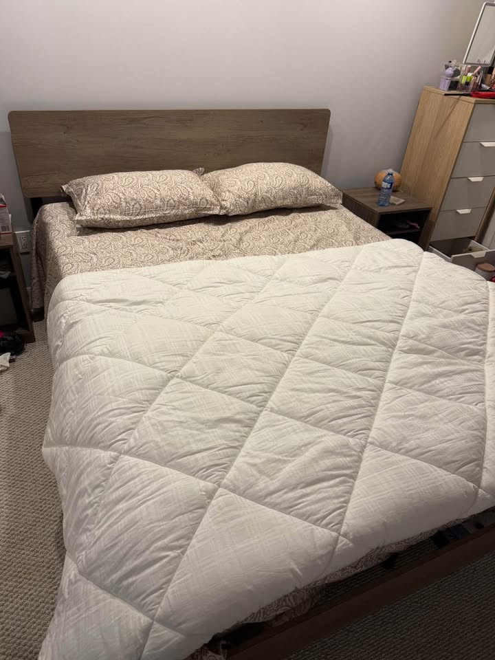 Queen Bed Frame with Wood Headboard + Matching Nightstand - photo 4